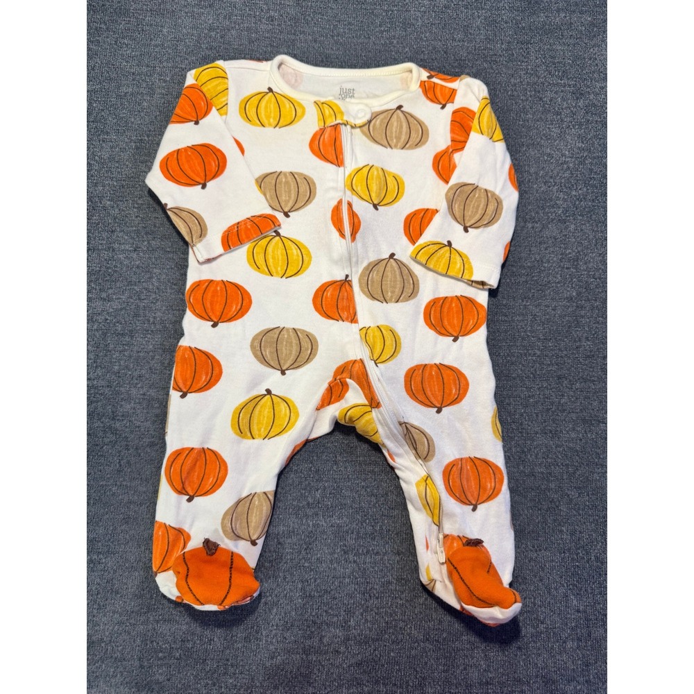 Just One You by Carters Baby Pumpkin Footed Sleeper 3M Orange Yellow Cotton